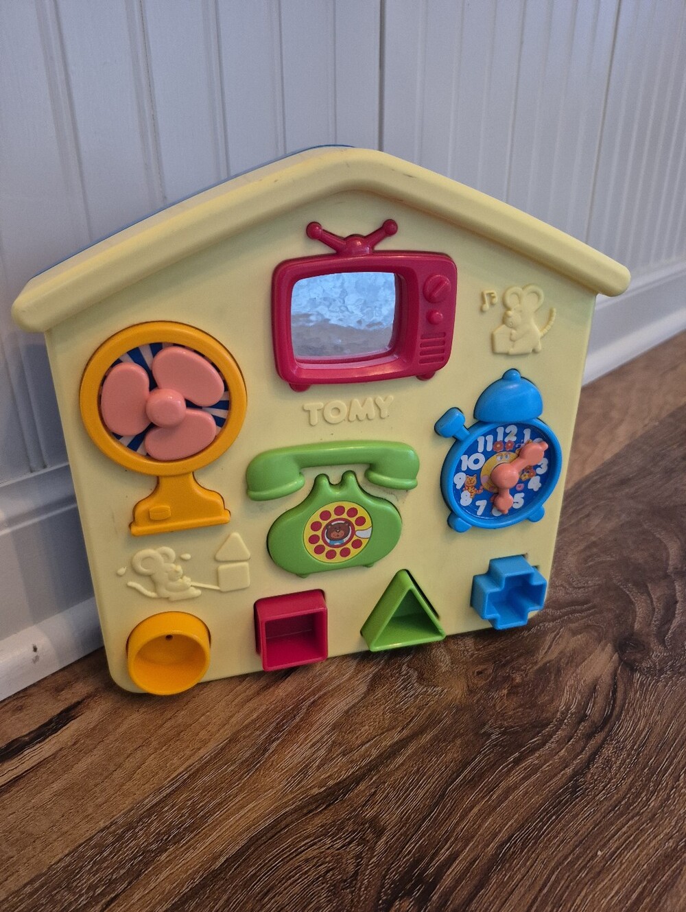 Tomy Vintage Yellow Multi-Activity House Toy with Colorful Shapes